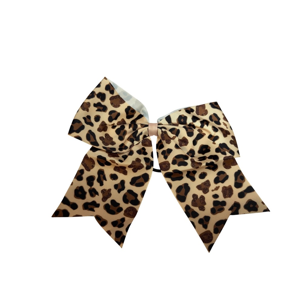 Large Leopard‎ Print Cheer Bow Ponytail Holder Dance Hair Accessory